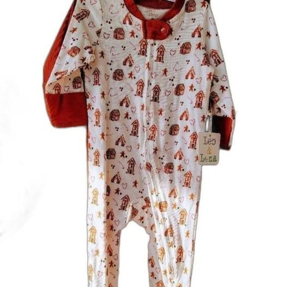 Leo & Luna Organic Cotton Unisex Sleep and Play Footed PJ's 3-6 mos SET of 2 NEW